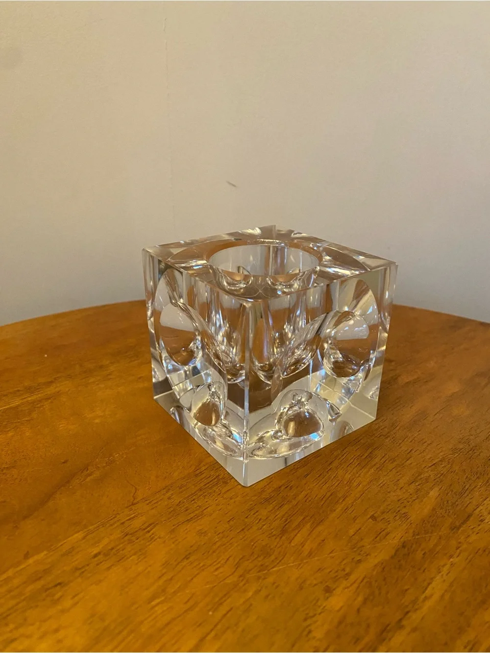 Vintage Japanese Glass Cube Candle Holder